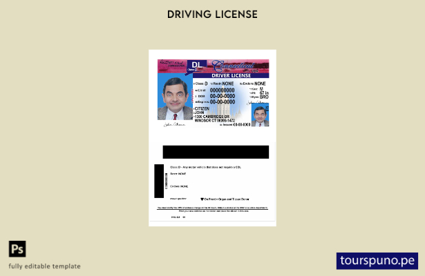 lista para imprimir plantilla de versión de licencia de conducir de Connecticut 